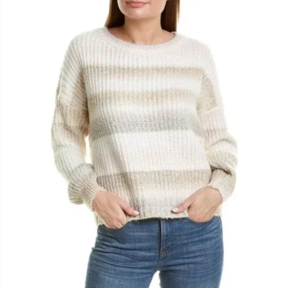 Adyson Parker Striped Sweater Crewneck Ribbed Knit Drop Shoulder Pullover 1X